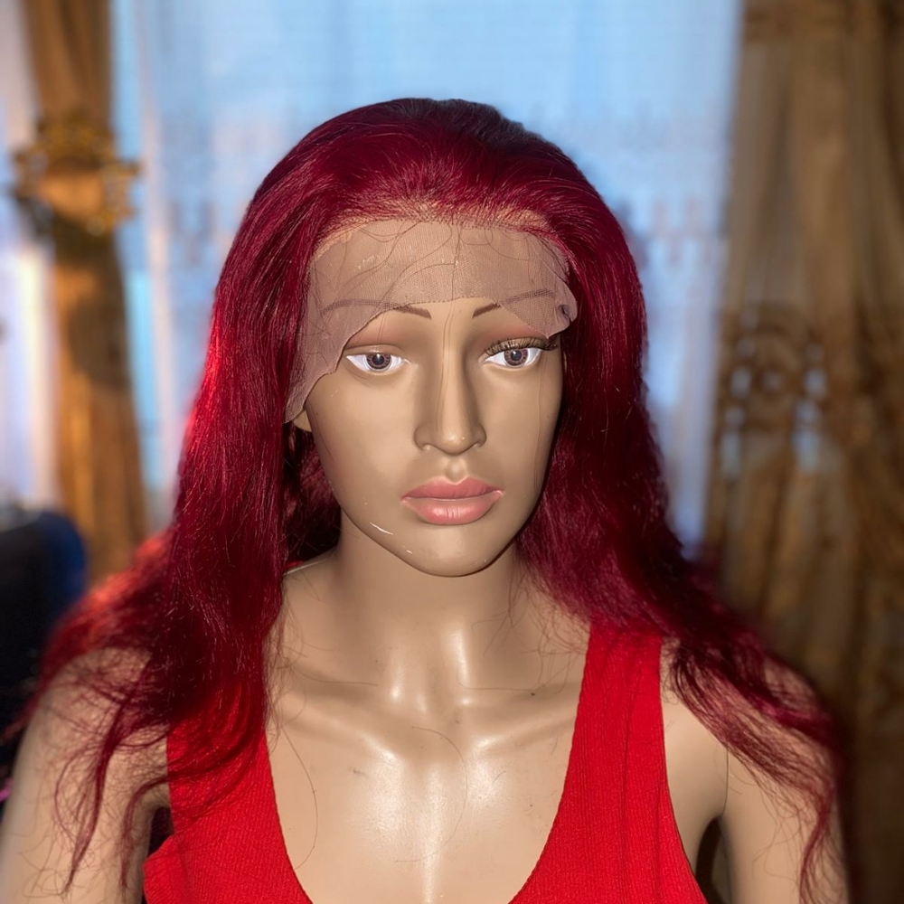 100% raw human hair 22" Burgundy
